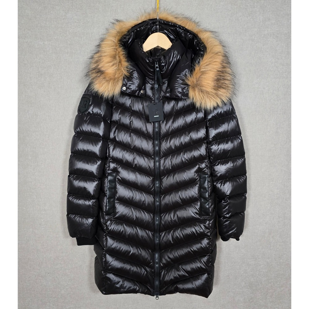 NWT Rudsak Women's Alessia Black Down Filled Fur Trim Puffer Parka Medium